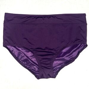 Lands End Deep Purple High Waist Bathing Suit Bikini Bottoms Sz 14